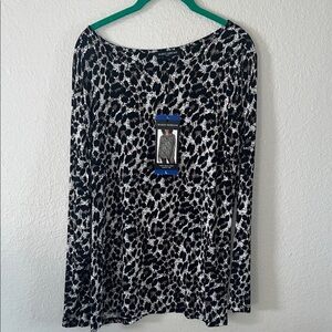 NWT‎ Mario Serrani Brown and White Leopard Print Top